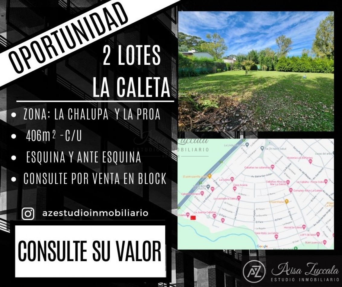 DOS LOTES EN LA CALETA - VENTA EN BLOCK O SEPARADOS