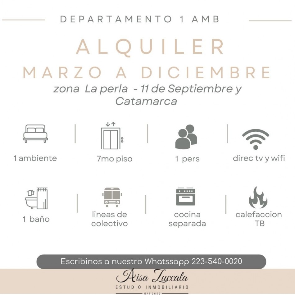 ALQUILER MARZO A DICIEMBRE - ZONA LA PERLA 