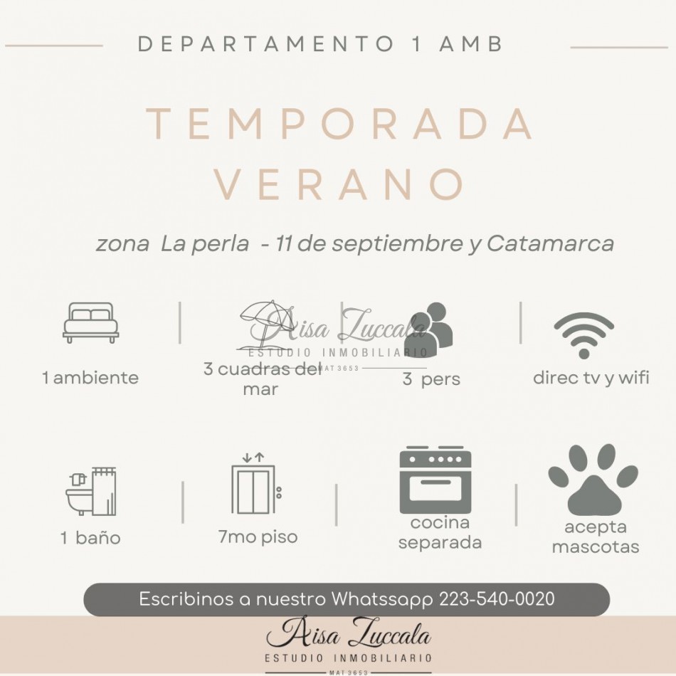TEMPORADA 2025 - 2/3 PERSONAS- ZONA LA PERLA