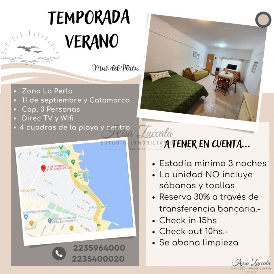 TEMPORADA 2025 - 2/3 PERSONAS- ZONA LA PERLA