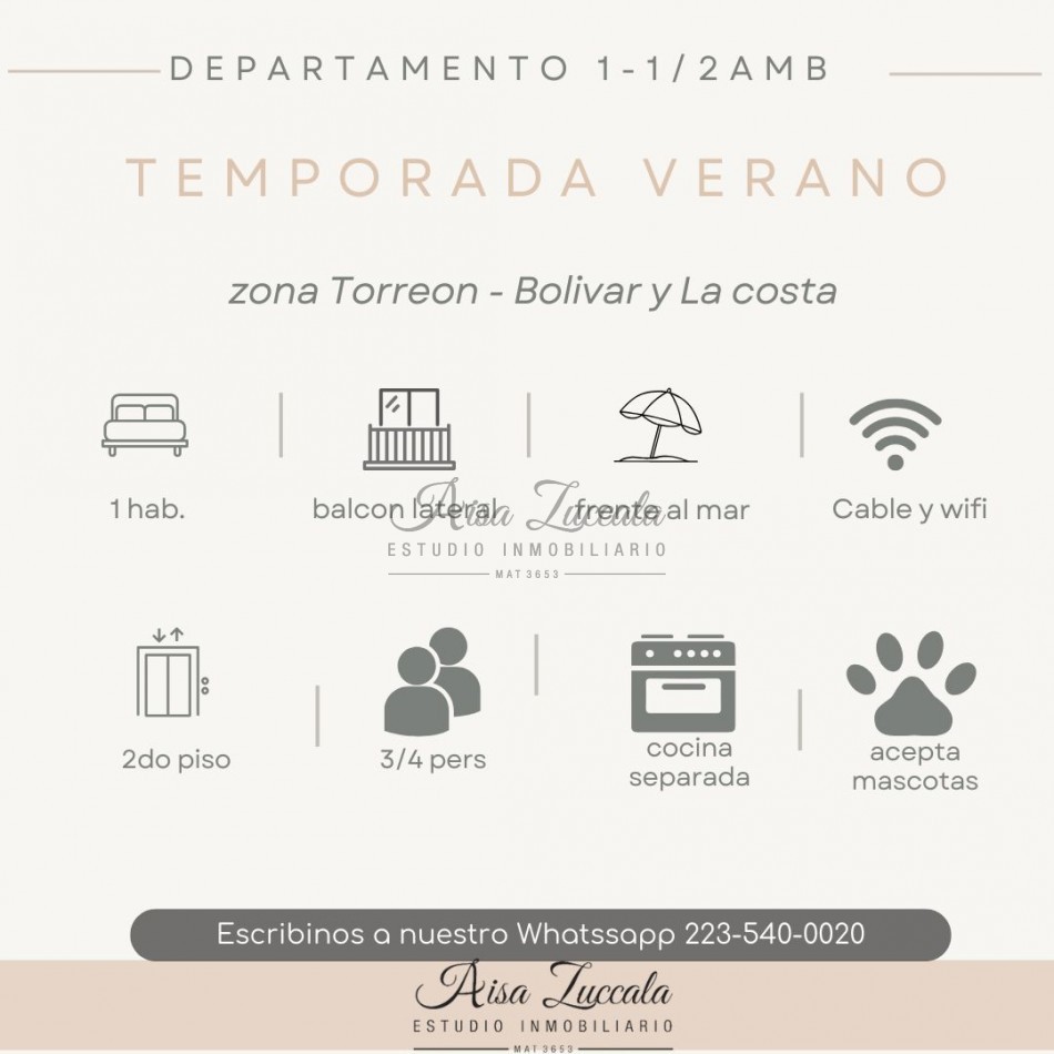 ALQUIER TEMPORADA 2025 - 3/4 PERSONAS - ZONA TORREON