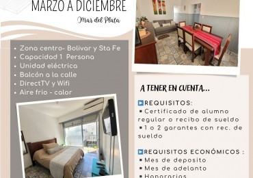 ALQUILER MARZO A  DICIEMBRE - ZONA CENTRO